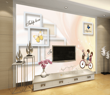 3D Couple Bicycle 246 Wallpaper AJ Wallpaper 