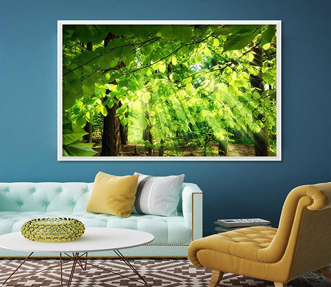 3D Shade Trees 010 Fake Framed Print Painting Wallpaper AJ Creativity Home 