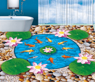 3D Cartoon Lotus Pond 226 Floor Mural Wallpaper AJ Wallpaper 2 