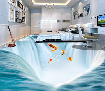 3D Catfish Jumping 023 Floor Mural Wallpaper AJ Wallpaper 2 