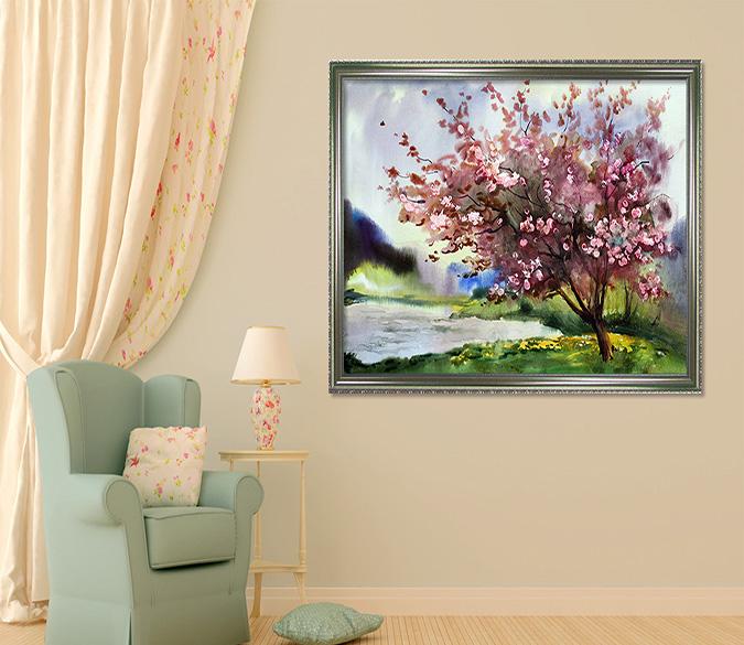 3D Tree Blossom 171 Fake Framed Print Painting Wallpaper AJ Creativity Home 