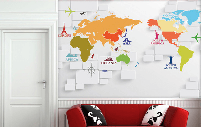 Colorful World Map Wallpaper AJ Wallpaper 