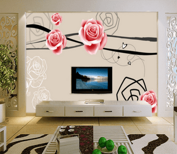3D Line Rose 077 Wallpaper AJ Wallpaper 