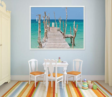 3D Wooden Bridge 066 Fake Framed Print Painting Wallpaper AJ Creativity Home 