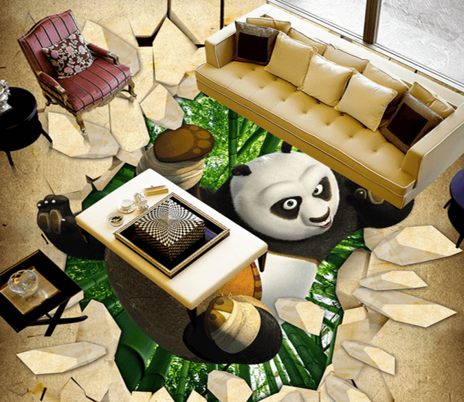 3D Handsome Panda 085 Floor Mural Wallpaper AJ Wallpaper 2 