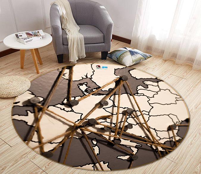 3D Marking Line 174 Round Non Slip Rug Mat Mat AJ Creativity Home 