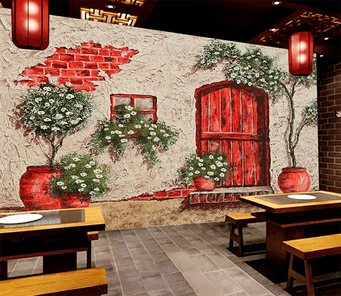 3D Redwood Door 363 Wallpaper AJ Wallpaper 2 