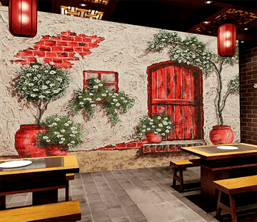 3D Redwood Door 363 Wallpaper AJ Wallpaper 2 