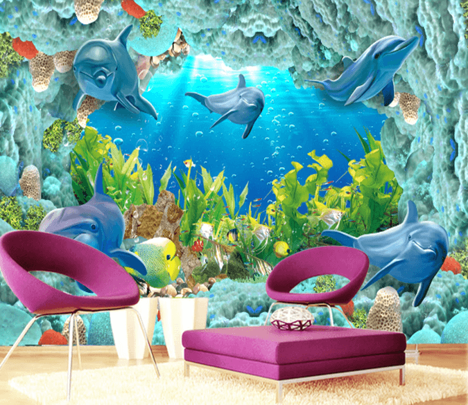 3D Fish Dolphin 210 Wallpaper AJ Wallpaper 