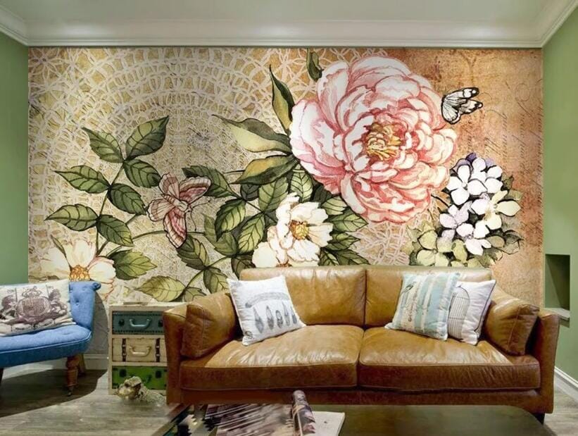 3D Flower Butterfly WC101 Wall Murals Wallpaper AJ Wallpaper 2 