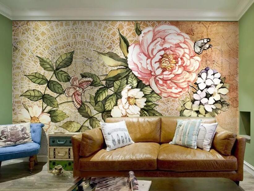 3D Flower Butterfly WC101 Wall Murals