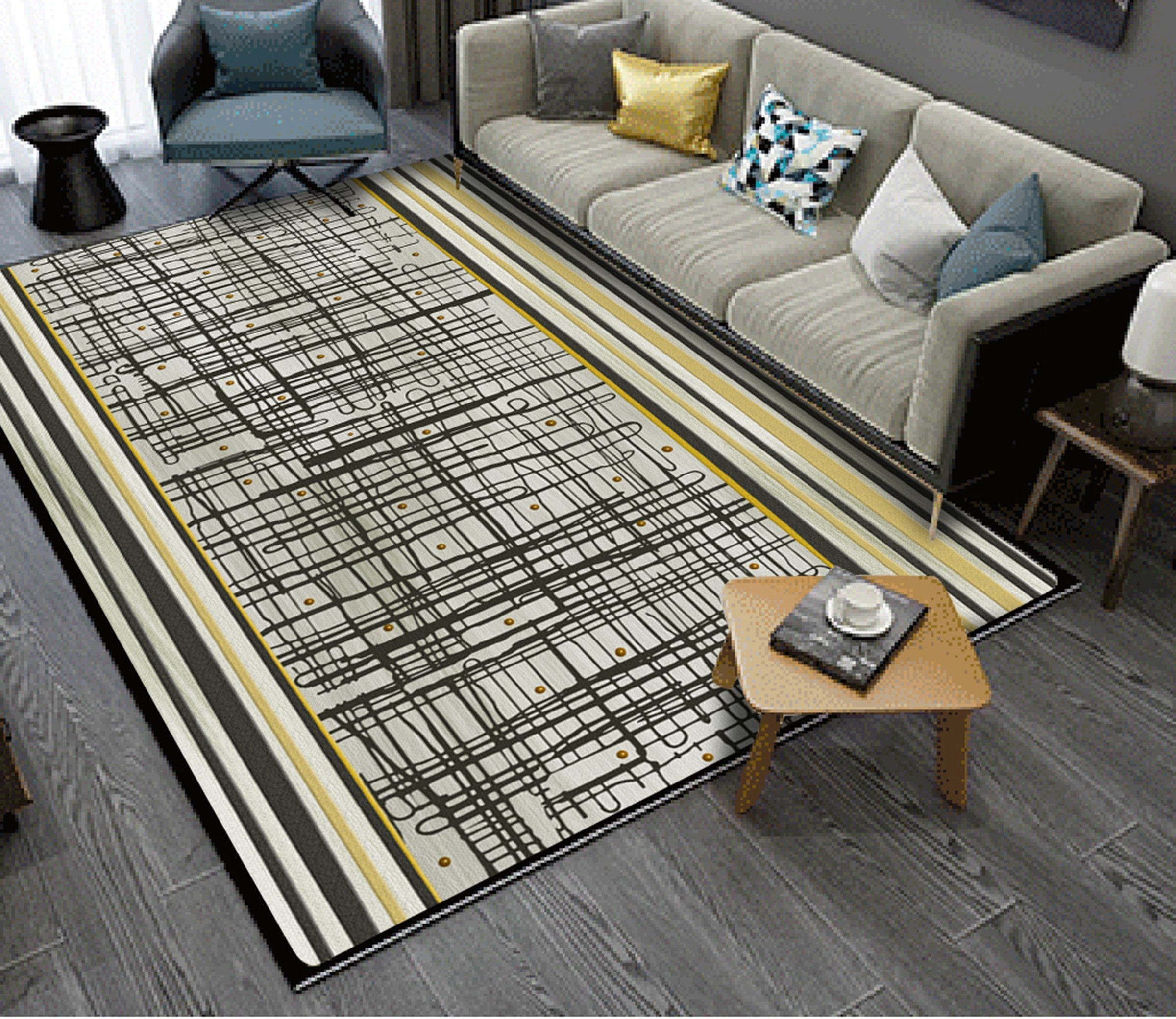 3D Black Lines WG421 Non Slip Rug Mat Mat AJ Creativity Home 