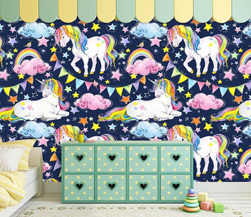 3D Cartoon Unicorn Rainbow 273 Wallpaper AJ Wallpaper 