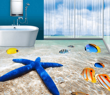 3D Blue Starfish 052 Floor Mural Wallpaper AJ Wallpaper 2 