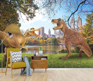 3D Dinosaur City Lake 181 Wallpaper AJ Wallpaper 
