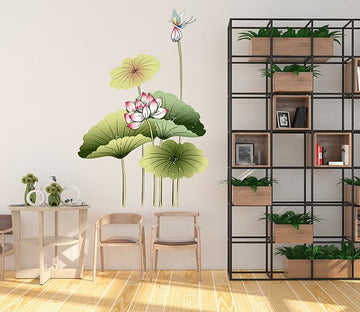 3D Lotus Leaf Butterfly 043 Wall Stickers Wallpaper AJ Wallpaper 