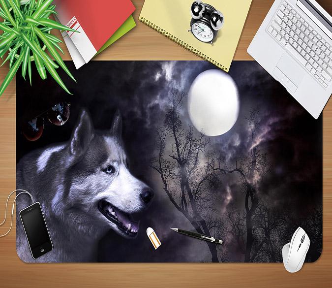 3D Moon Wolf Tree 103 Desk Mat Mat AJ Creativity Home 
