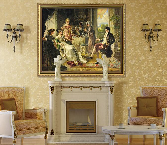 3D Aristocratic Talk 046 Fake Framed Print Painting Wallpaper AJ Creativity Home 