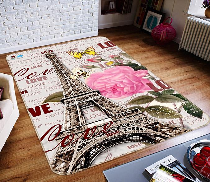3D Tower Flower 064 Non Slip Rug Mat Mat AJ Creativity Home 