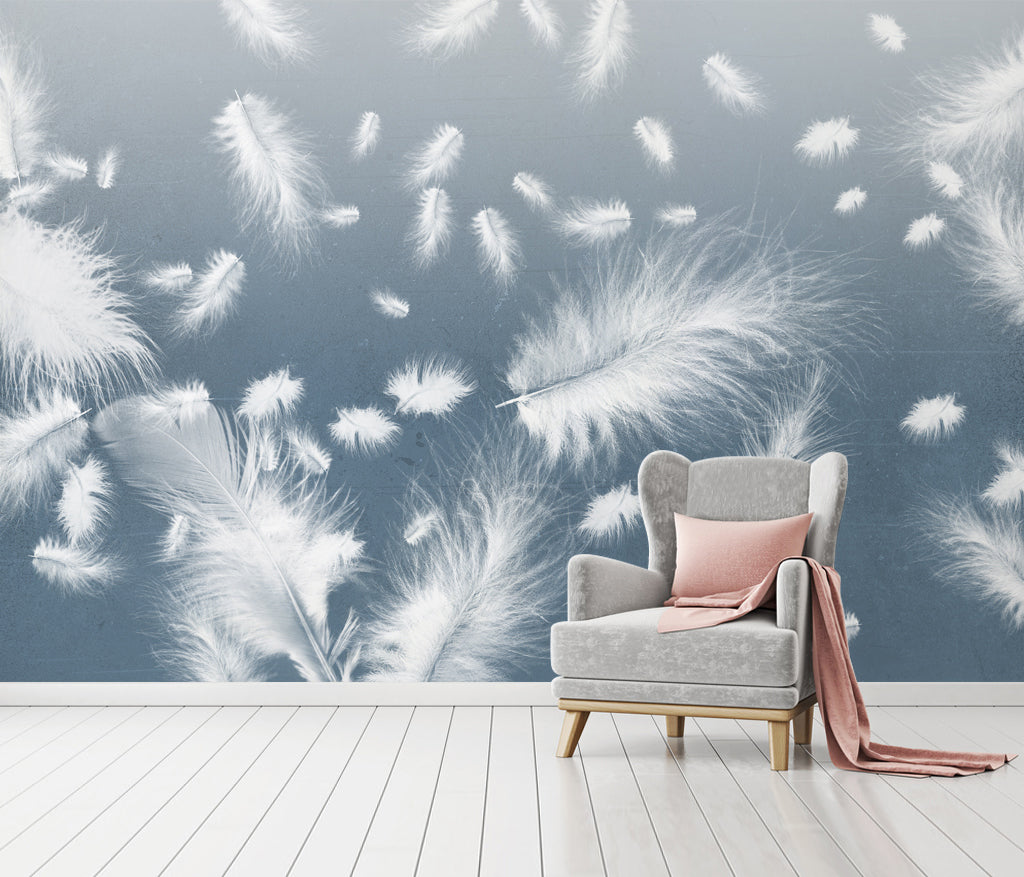 3D White Feather WC018 Wall Murals