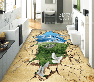 3D Airplane Crossing 147 Floor Mural Wallpaper AJ Wallpaper 2 