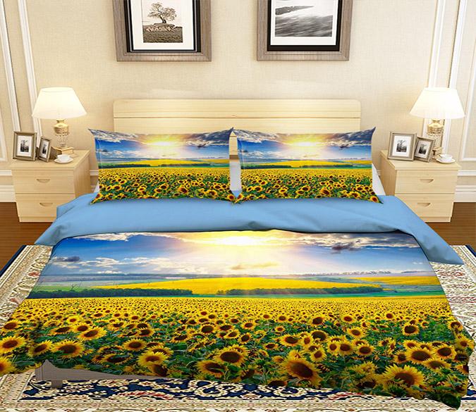 3D Sunset Sunflower 161 Bed Pillowcases Quilt Wallpaper AJ Wallpaper 