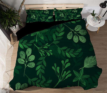 3D Dark Green Plants 111 Bed Pillowcases Quilt Wallpaper AJ Wallpaper 