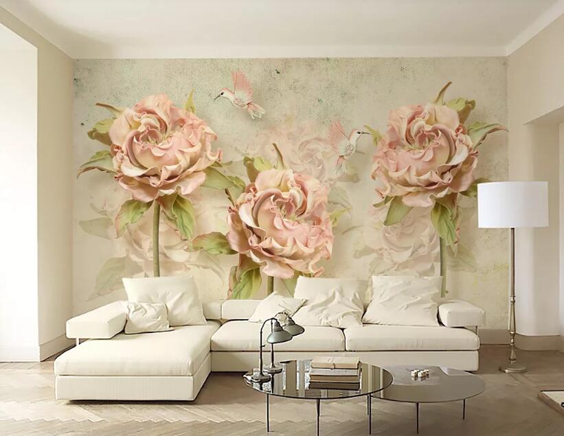 3D Pink Rose WC110 Wall Murals