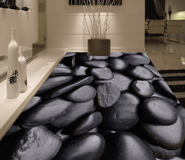 3D Black Stone 013 Floor Mural Wallpaper AJ Wallpaper 2 