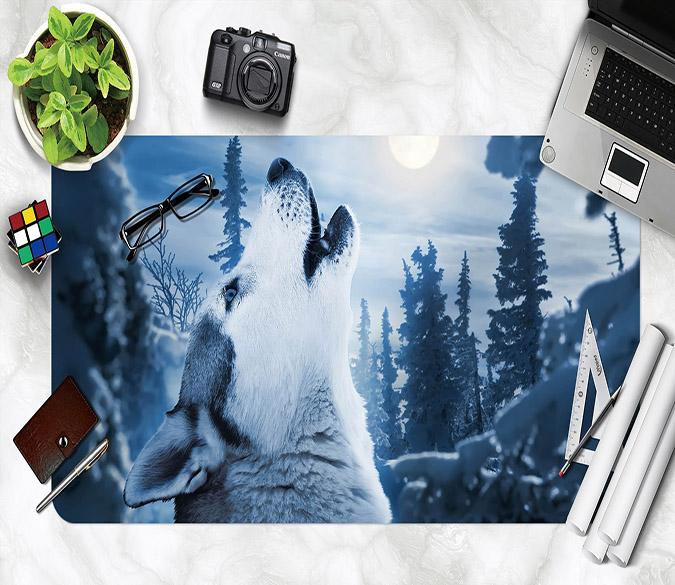 3D Wolf Call 109 Desk Mat Mat AJ Creativity Home 