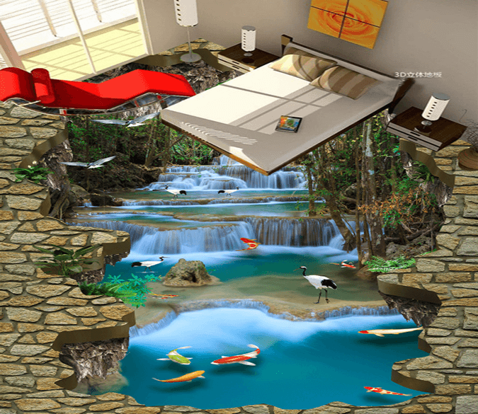 3D Crowned Crane 031 Floor Mural Wallpaper AJ Wallpaper 2 