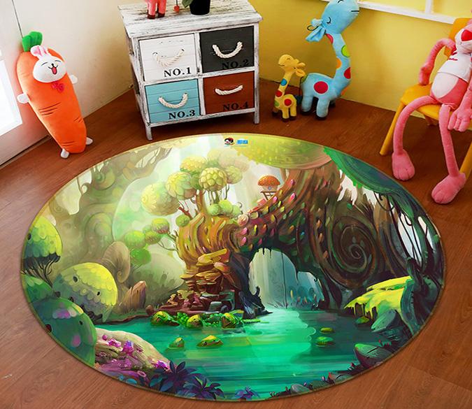 3D Forest Trunk 078 Round Non Slip Rug Mat Mat AJ Creativity Home 