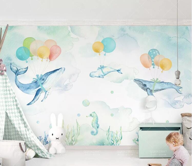 3D Balloon Dolphin WC214 Wall Murals Wallpaper AJ Wallpaper 2 