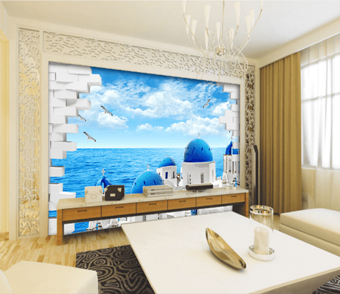 3D Rooftop Sea 450 Wallpaper AJ Wallpaper 