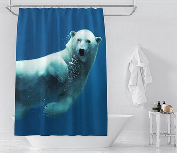 3D White Bear Swimming 078 Shower Curtain 3D Shower Curtain AJ Creativity Home 