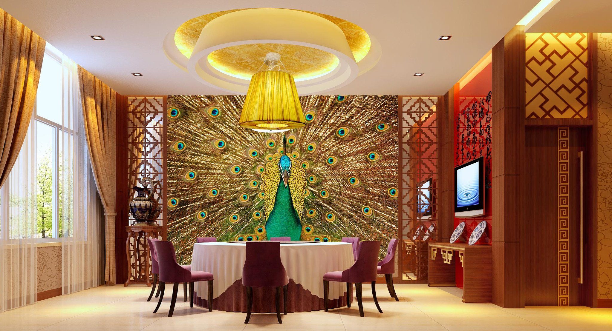 Peacock Spreading Tail Wallpaper AJ Wallpaper 