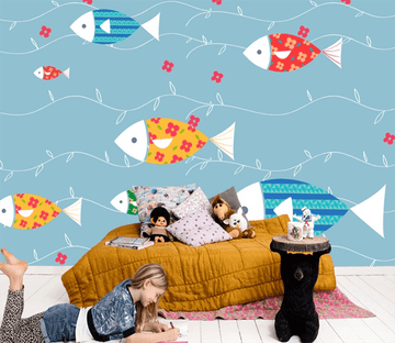 3D Colored Flower Fish 928 Wallpaper AJ Wallpaper 2 