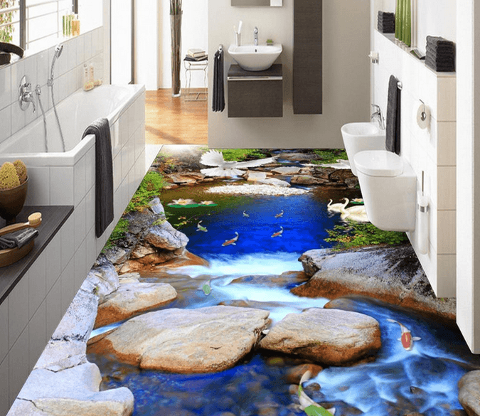 3D Creek 055 Floor Mural Wallpaper AJ Wallpaper 2 
