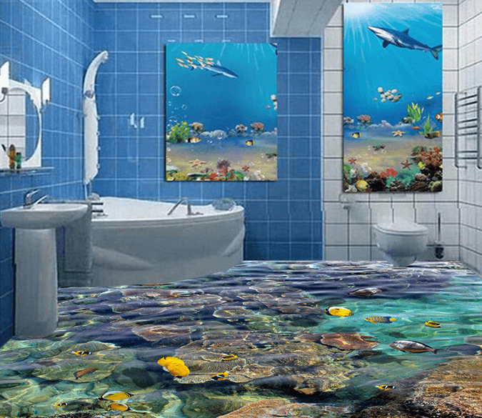 3D Water Stone 056 Floor Mural Wallpaper AJ Wallpaper 2 