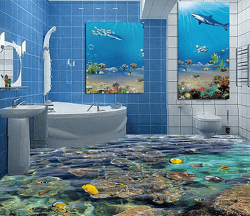 3D Water Stone 056 Floor Mural Wallpaper AJ Wallpaper 2 