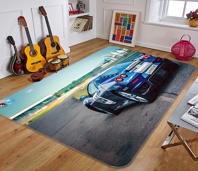 3D Blue Tail 234 Non Slip Rug Mat Mat AJ Creativity Home 