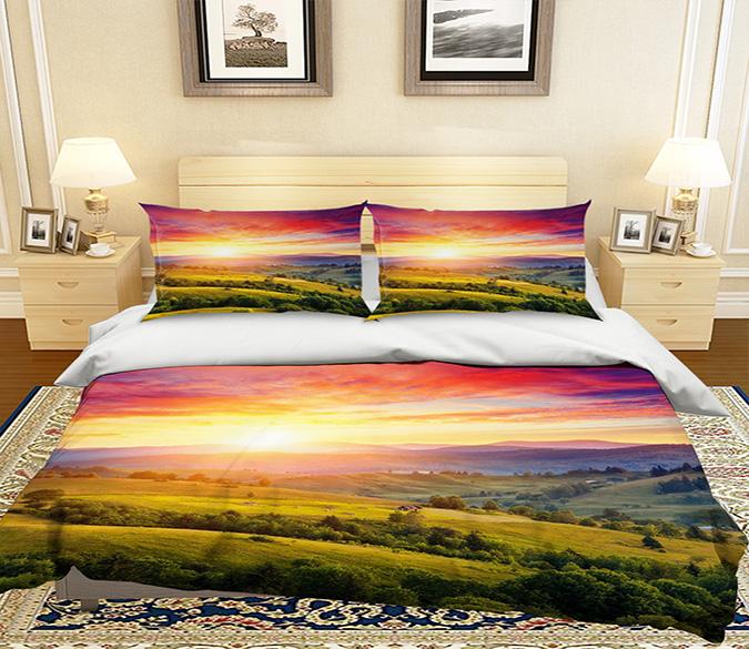 3D Sunset Field 016 Bed Pillowcases Quilt Wallpaper AJ Wallpaper 