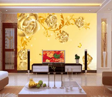 3D Golden Butterfly 110 Wallpaper AJ Wallpaper 