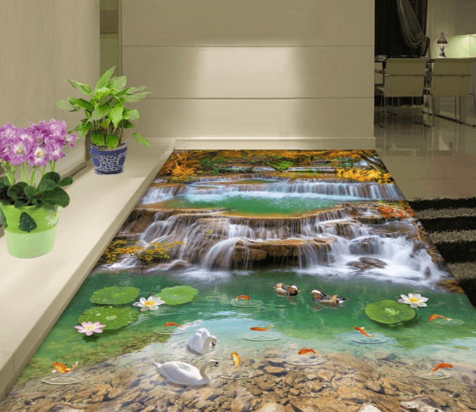 3D Fish River 319 Floor Mural Wallpaper AJ Wallpaper 2 