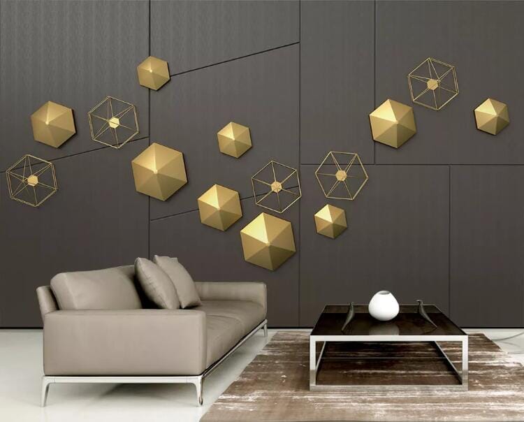 3D Golden Geometry WC236 Wall Murals Wallpaper AJ Wallpaper 2 