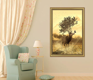3D Fawn Butterfly 057 Fake Framed Print Painting Wallpaper AJ Creativity Home 