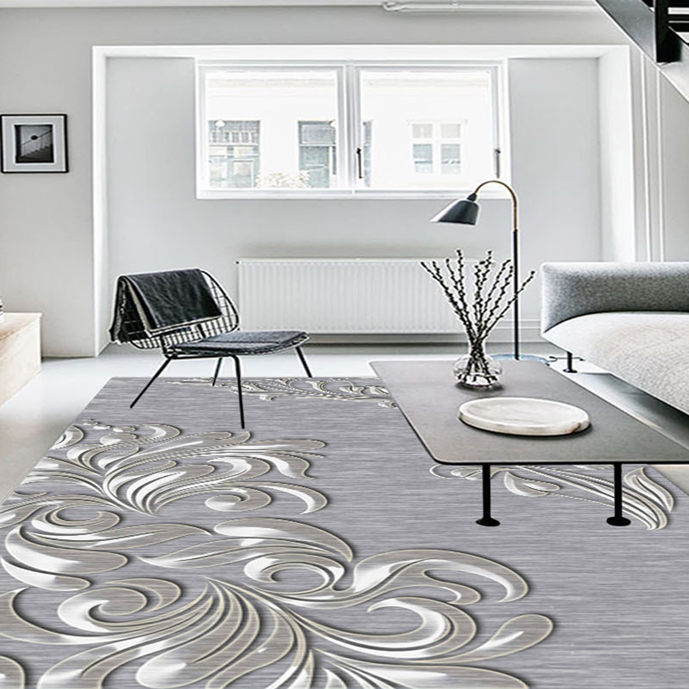 3D Gray Leaves WG490 Non Slip Rug Mat Mat AJ Creativity Home 