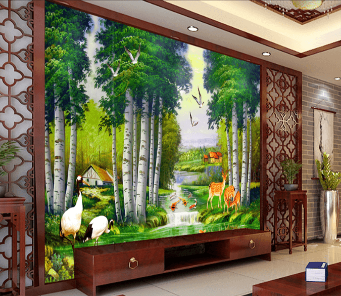 3D Sika Deer Bird 016 Wallpaper AJ Wallpaper 