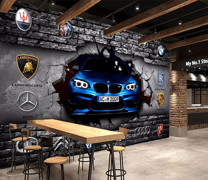 3D Broken Wall Car Sign 273 Wallpaper AJ Wallpaper 2 