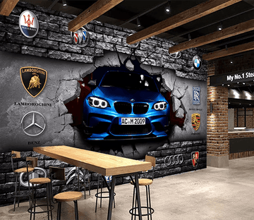 3D Broken Wall Car Sign 273 Wallpaper AJ Wallpaper 2 